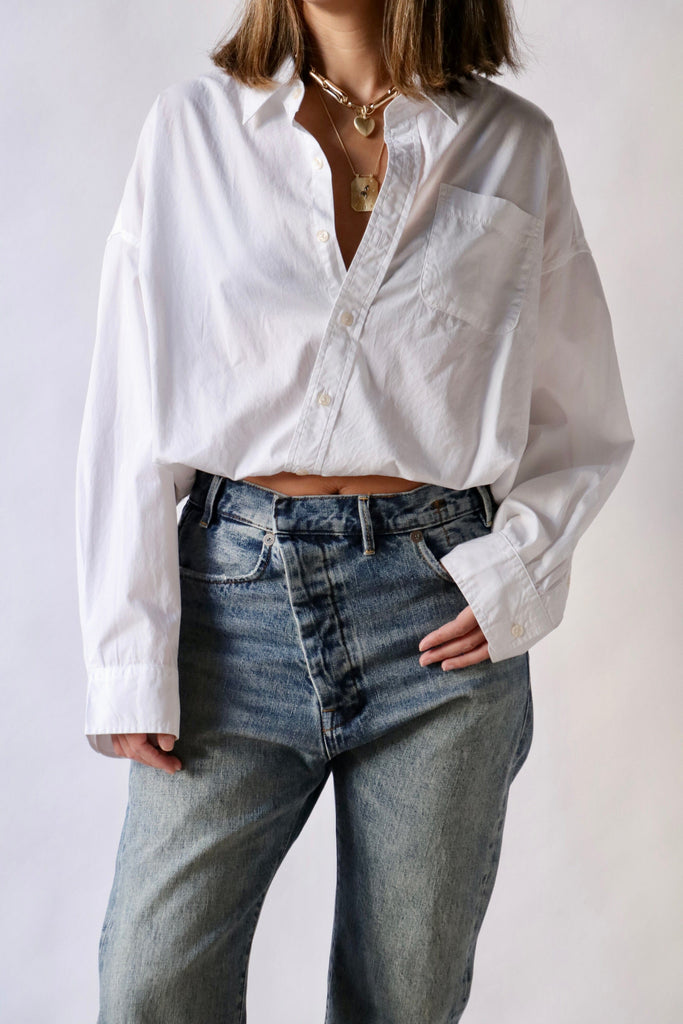 R13 Crossover Bubble Shirt in White tops-blouses R13 