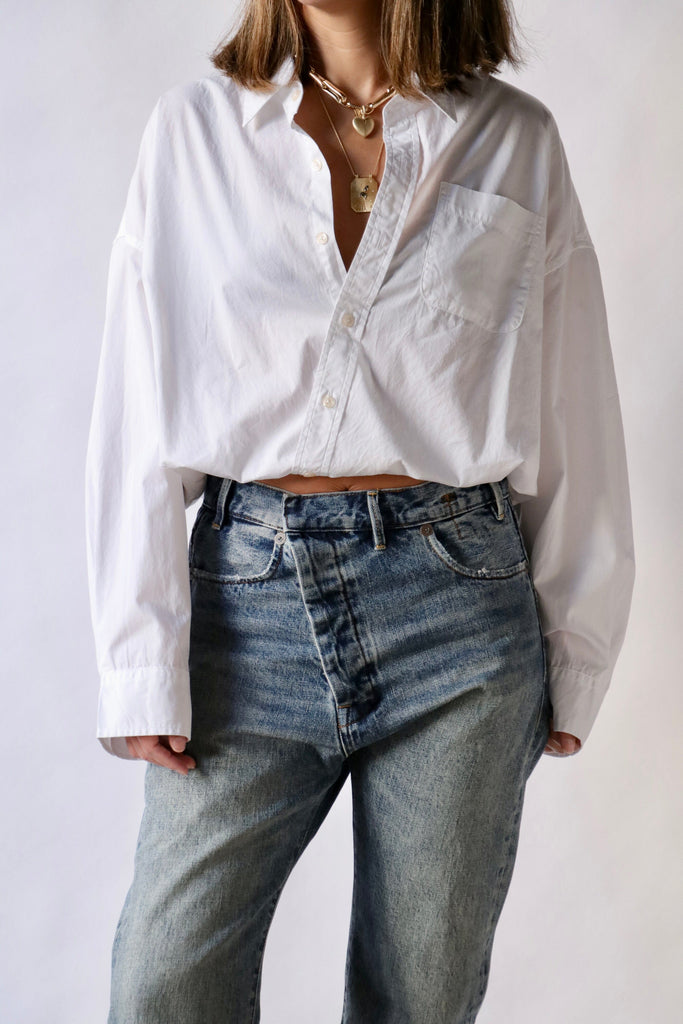 R13 Crossover Bubble Shirt in White tops-blouses R13 