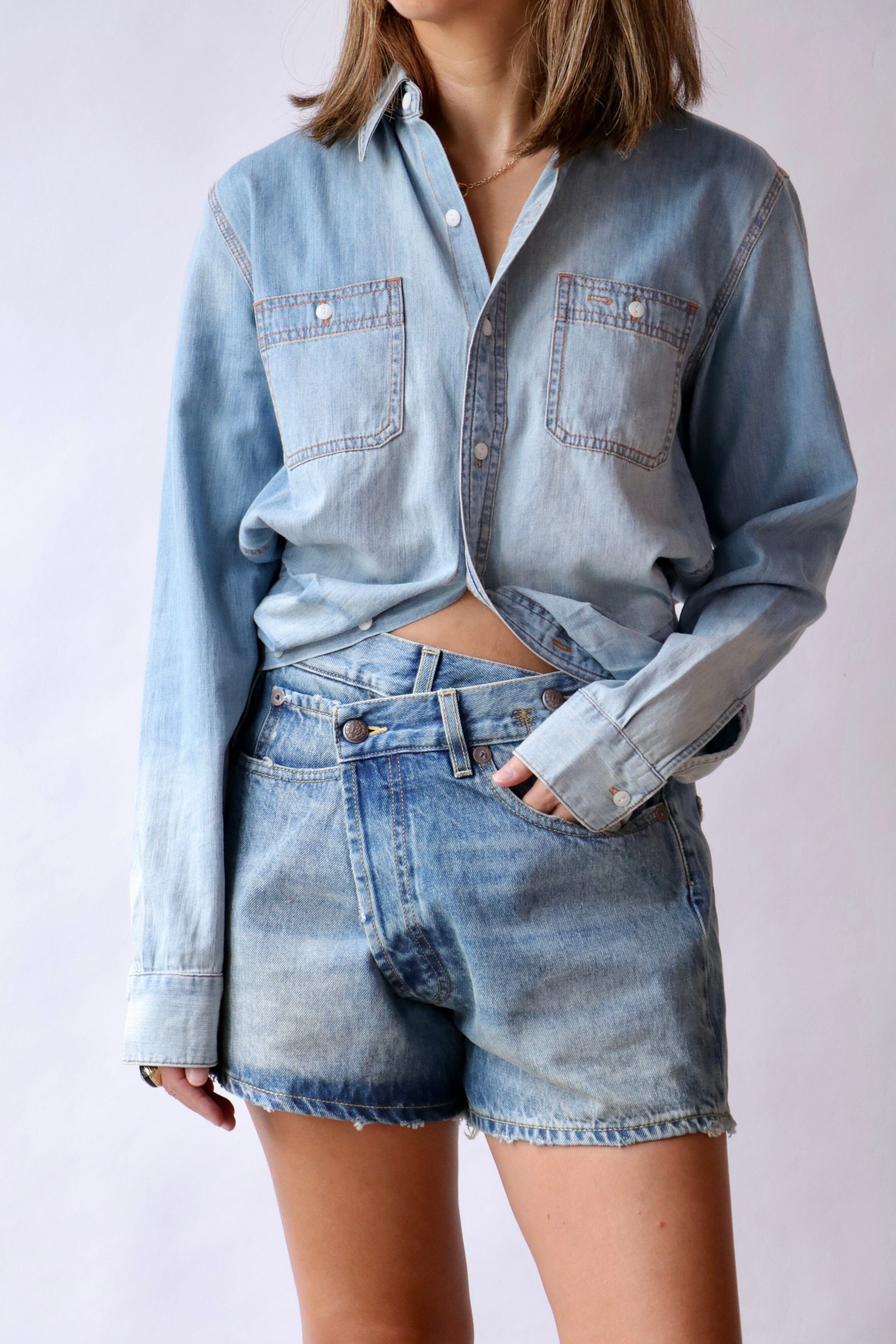ショートパンツ R13 SS25 'Crossover' shorts (R13W6055969C BAINBLUE) R13 Crossover Short in Bain Blue | WE ARE ICONIC