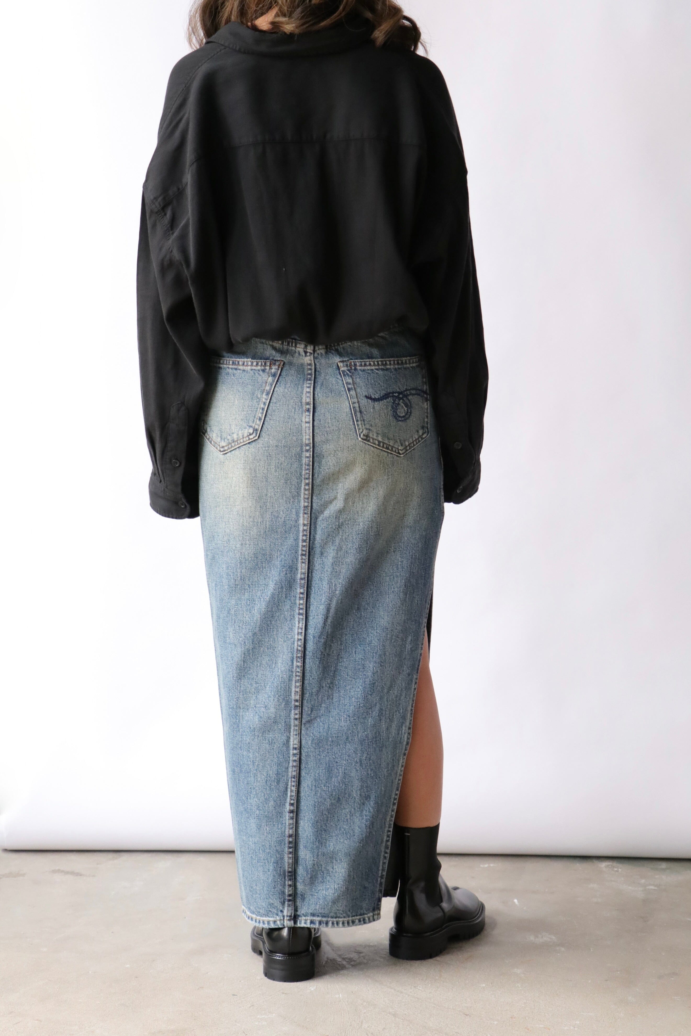 スカート R13 'Devon Side Slit' skirt DEVON SIDE SLIT SKIRT - CLINTON BLUE – R13