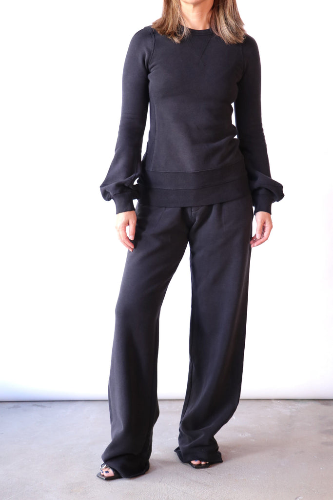 R13 Double Pleat Sweatpant in Black Bottoms R13 