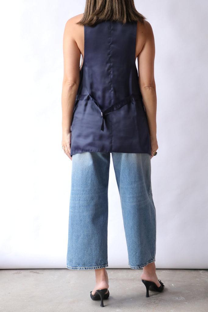 R13 Elongated Vest in Dark Navy Stripe tops-blouses R13 