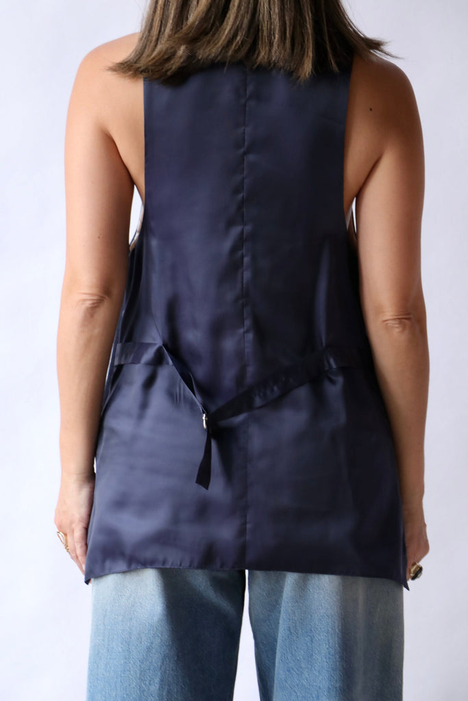 R13 Elongated Vest in Dark Navy Stripe tops-blouses R13 