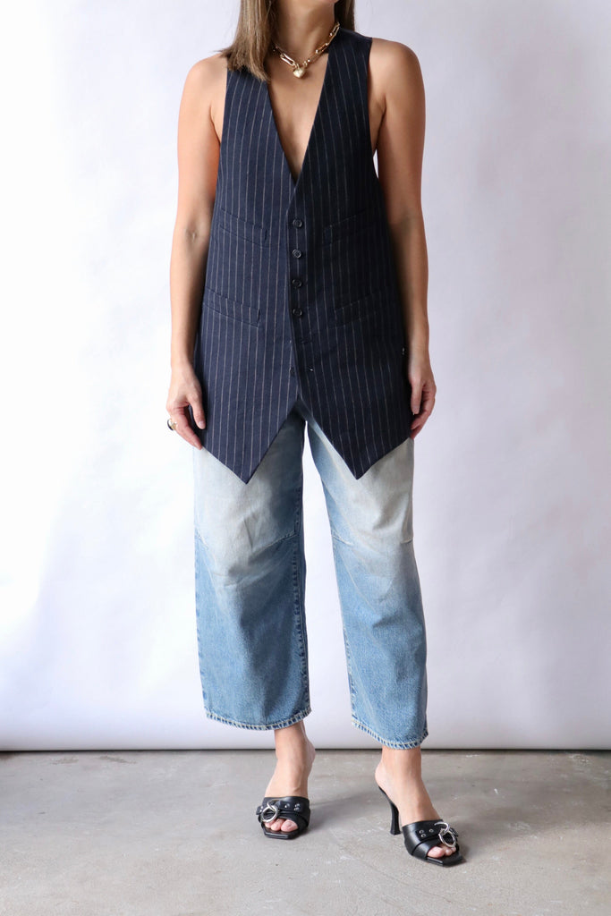 R13 Elongated Vest in Dark Navy Stripe tops-blouses R13 