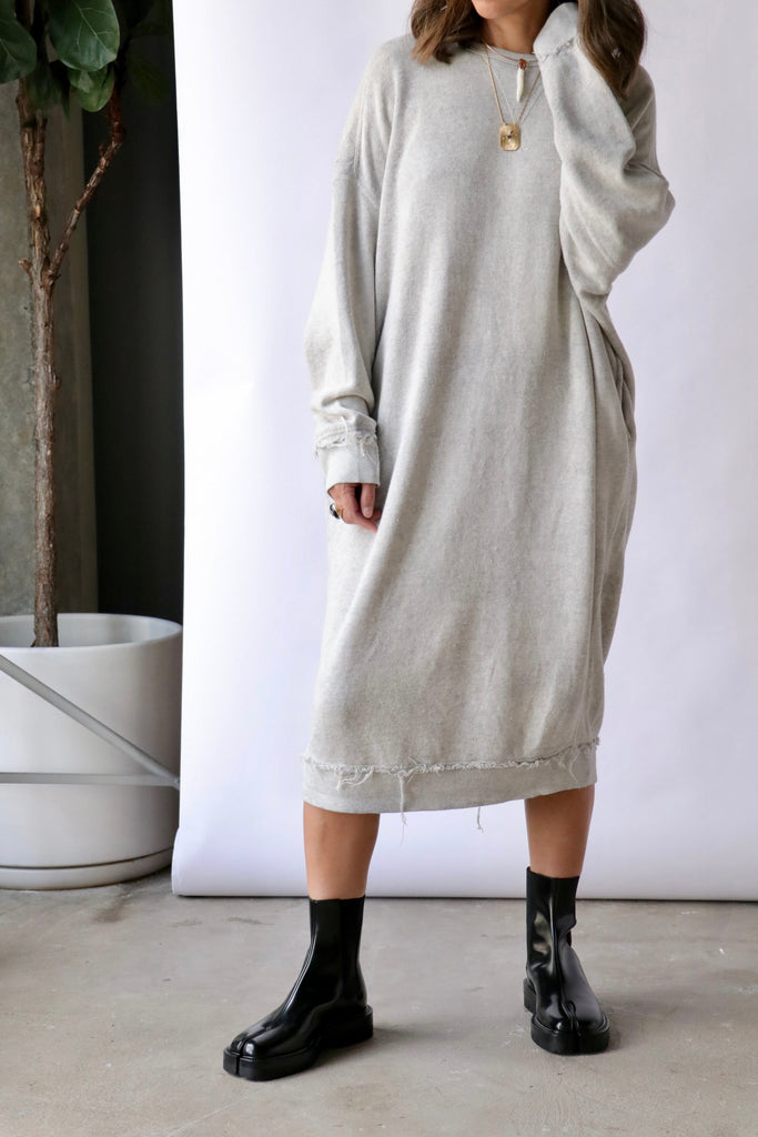 R13 Grunge Sweatshirt Dress in Heather Grey Dresses R13 