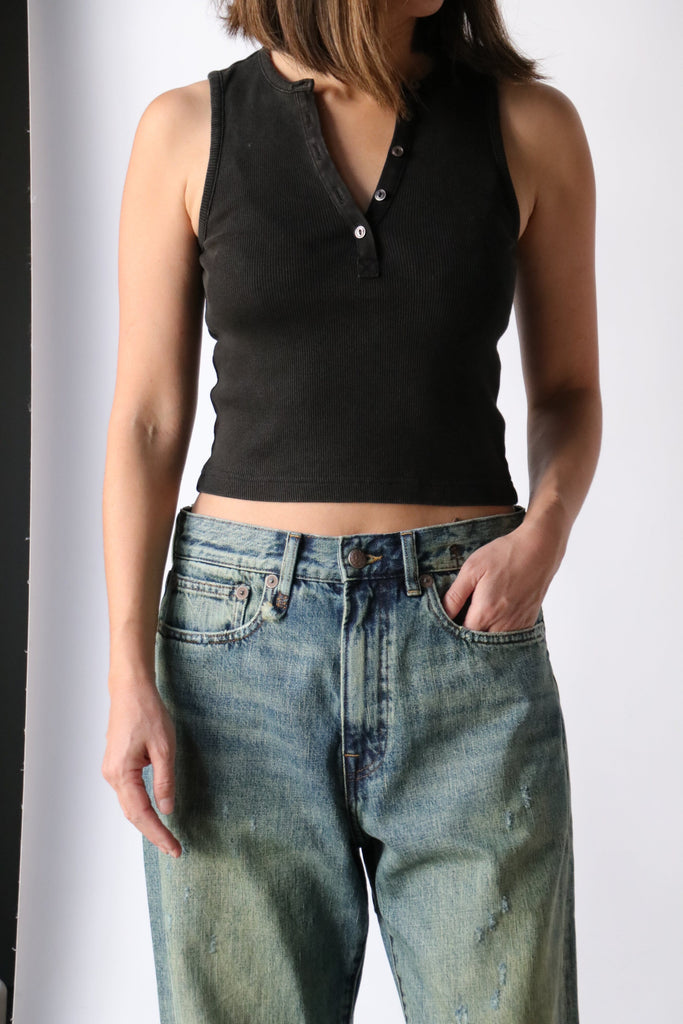 R13 Henley Tank in Washed Black T-Shirts & Tanks R13 