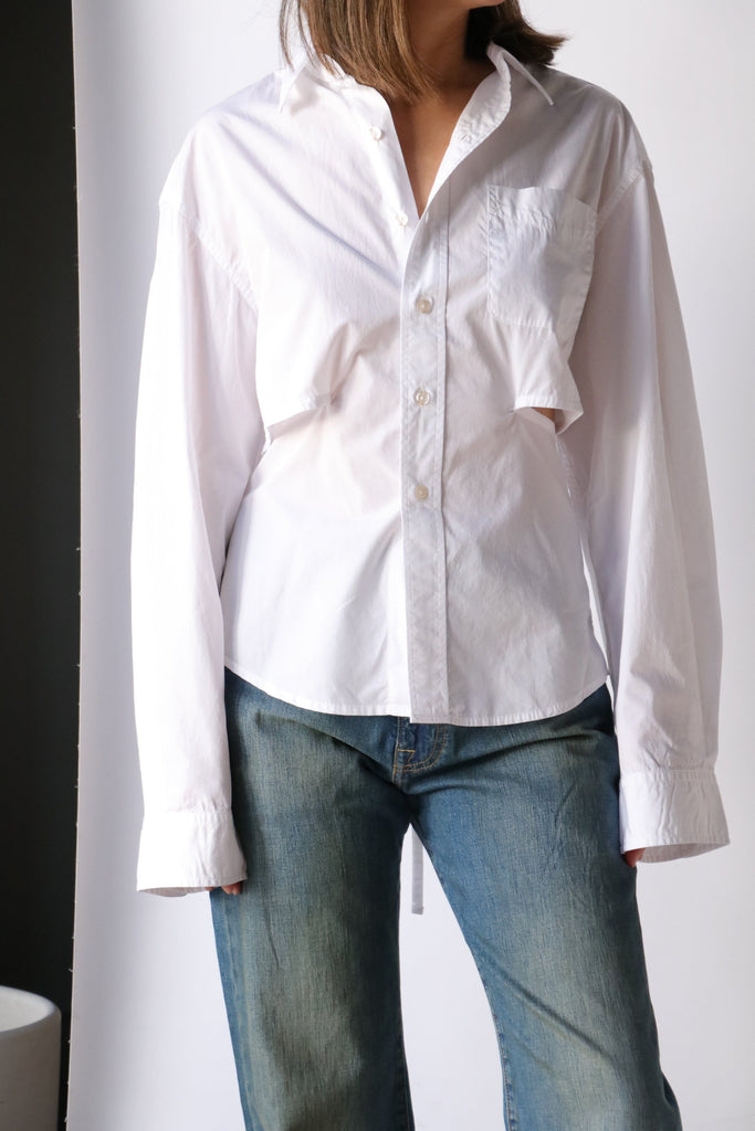 R13 Open Back Shirt in White tops-blouses R13 