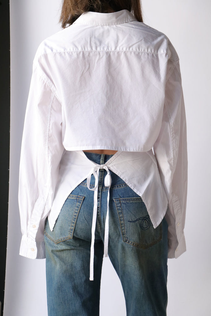 R13 Open Back Shirt in White tops-blouses R13 