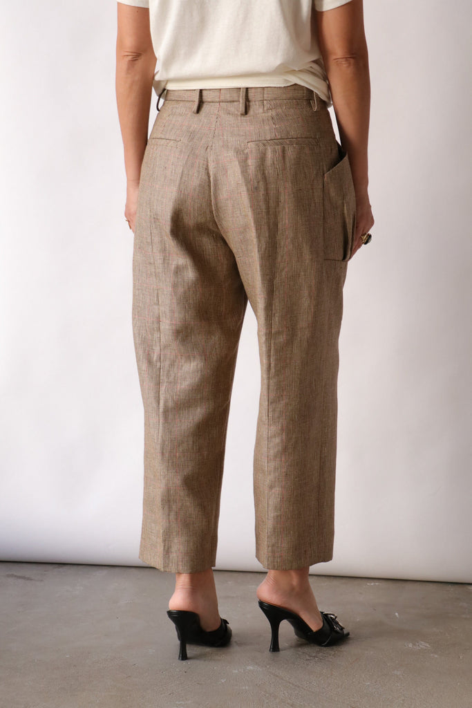 R13 Pleated Pocket Trouser in Windowpane Plaid Bottoms R13 