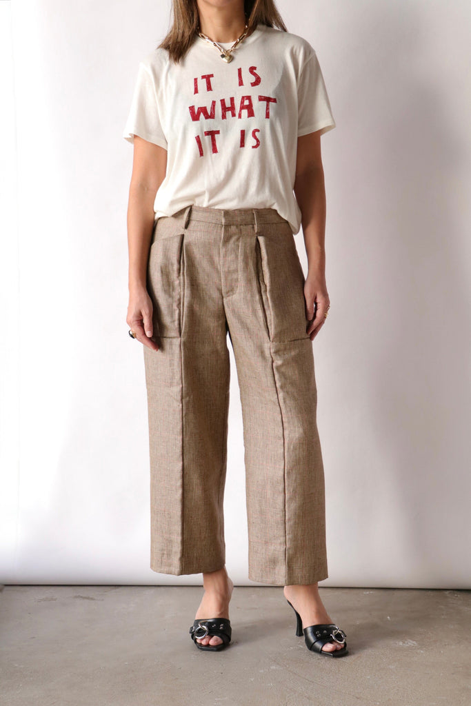 R13 Pleated Pocket Trouser in Windowpane Plaid Bottoms R13 