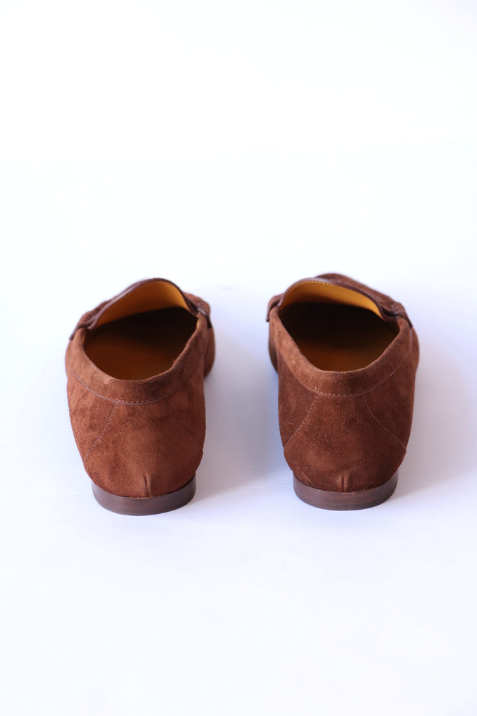 R13 Pointed Toe Loafer in Brown Suede Shoes R13 