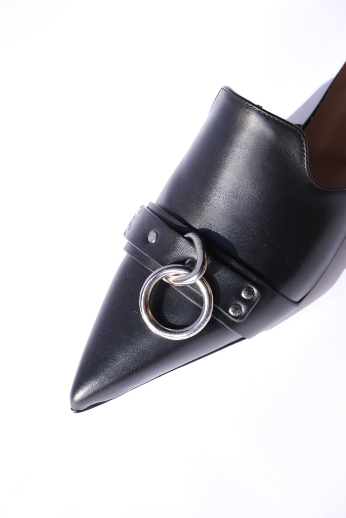 R13 Pointed Toe Slide w/ Ring in Black Shoes R13 