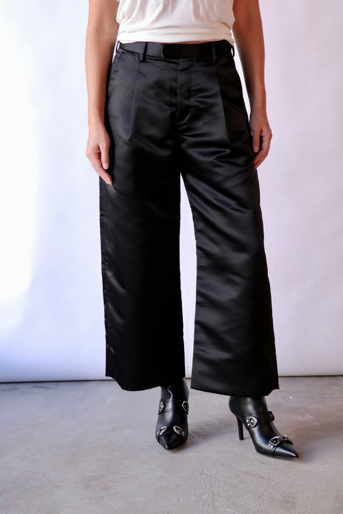 R13 Relaxed Cropped Pleated Trouser in Black Bottoms R13 