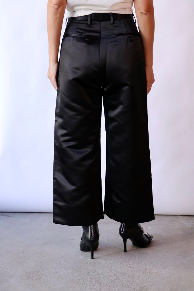 R13 Relaxed Cropped Pleated Trouser in Black Bottoms R13 