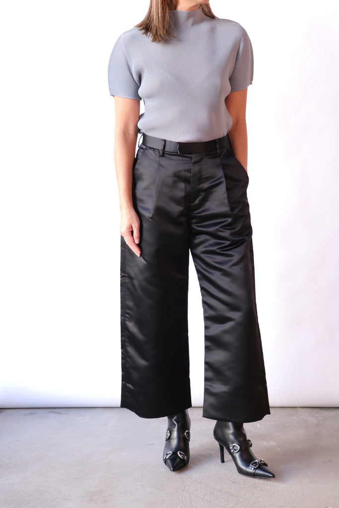 R13 Relaxed Cropped Pleated Trouser in Black Bottoms R13 