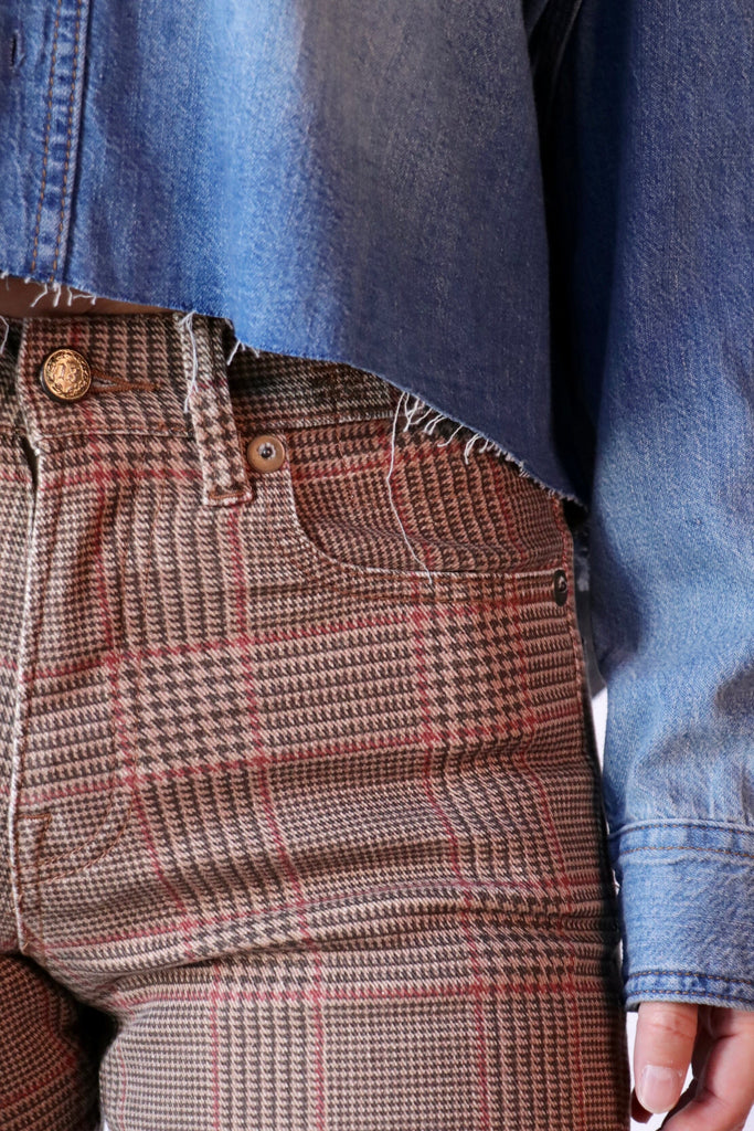 R13 Romeo Jean in Brown Glen Plaid Bottoms R13 