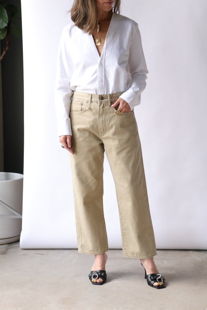 R13 X-Boyfriend Jean in Khaki Herringbone Twill Bottoms R13 