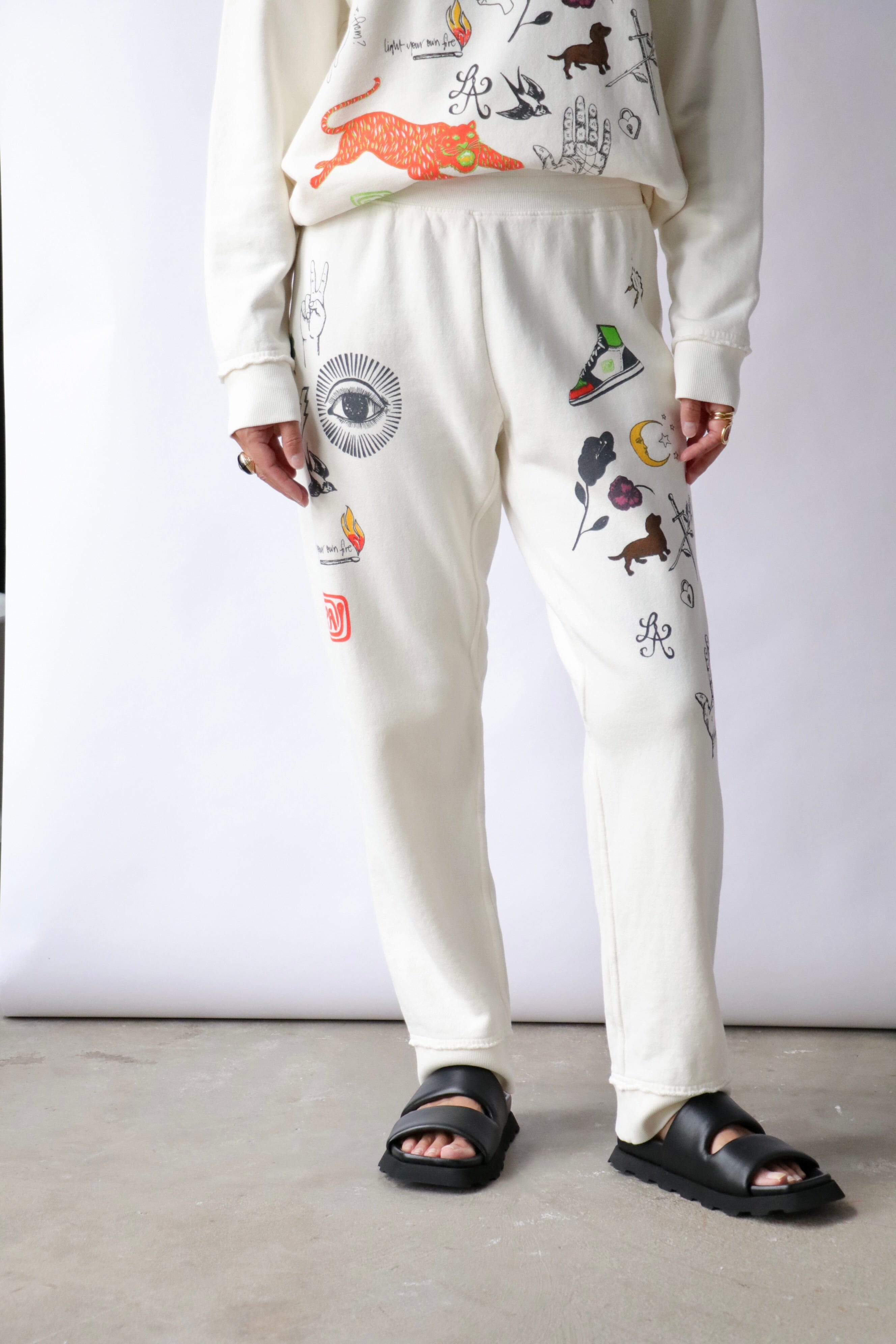 Raquel Allegra Dillon Sweatpants in Dirt White WE ARE ICONIC