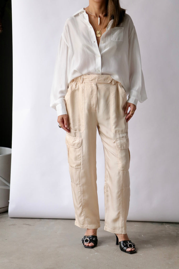 Raquel Allegra Elysian Pant in Cream Bottoms Raquel Allegra 