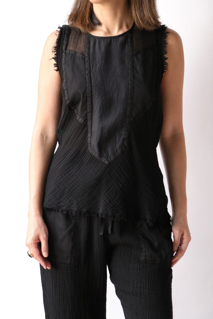 Raquel Allegra Kampala Top in Faded Black tops-blouses Raquel Allegra 
