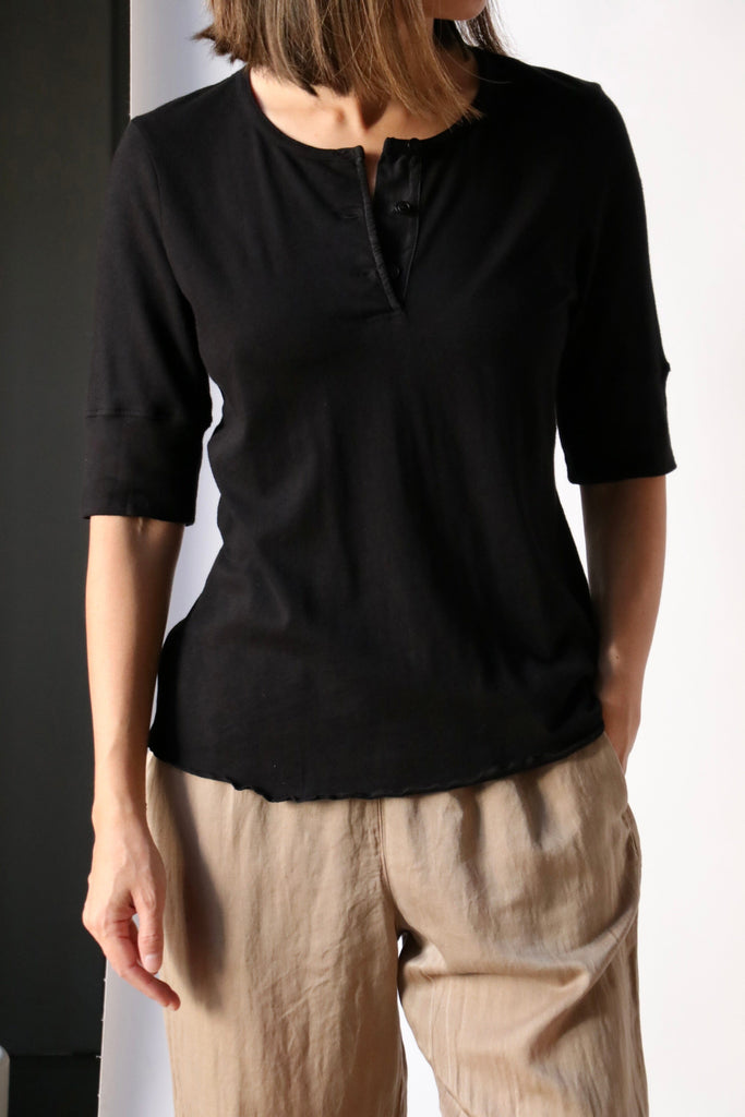 Raquel Allegra Zulu Top in Faded Black tops-blouses Raquel Allegra 