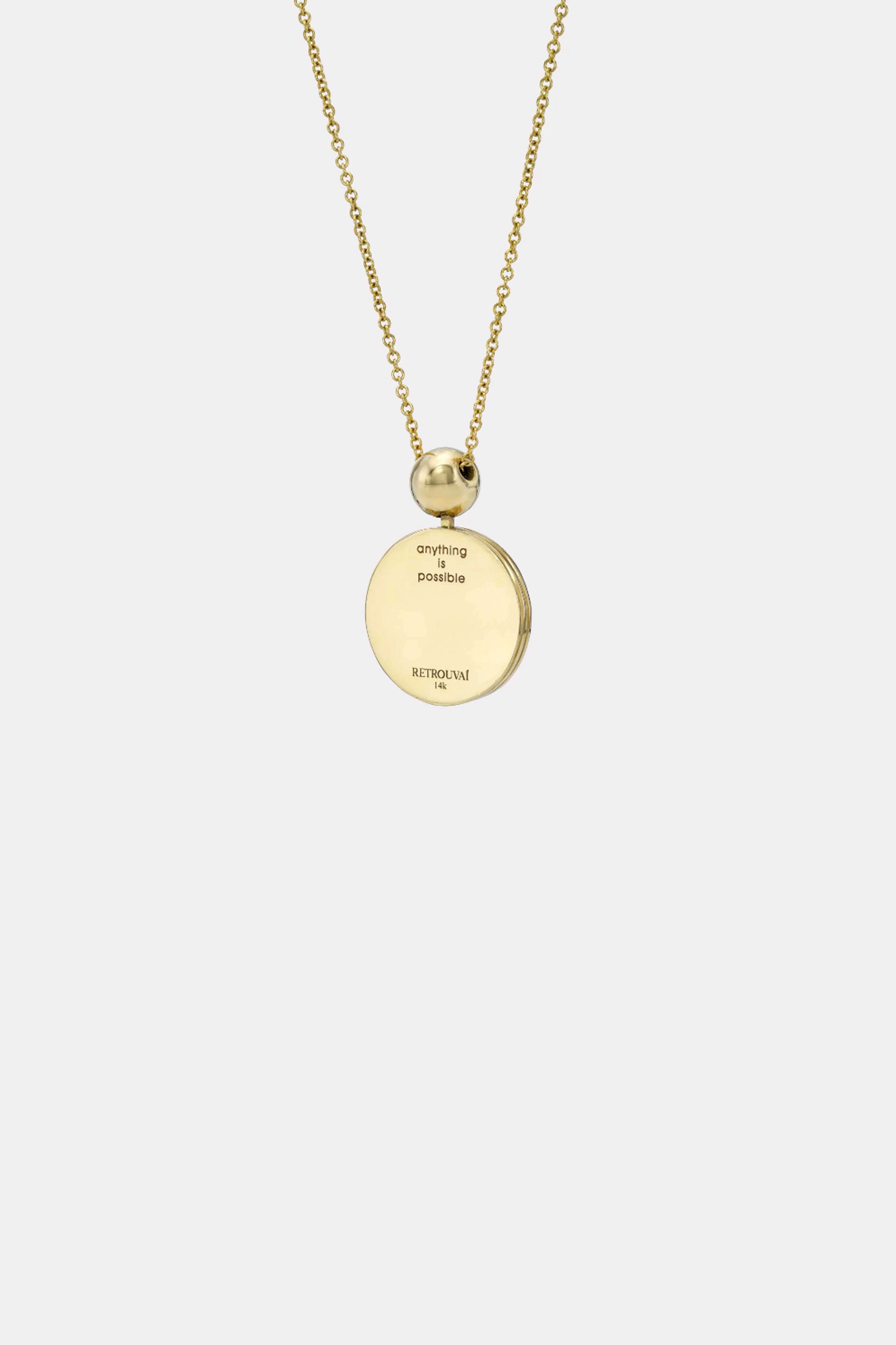 Retrouvai Flying Pig Fantasy Signet Pendant Necklace with Diamonds