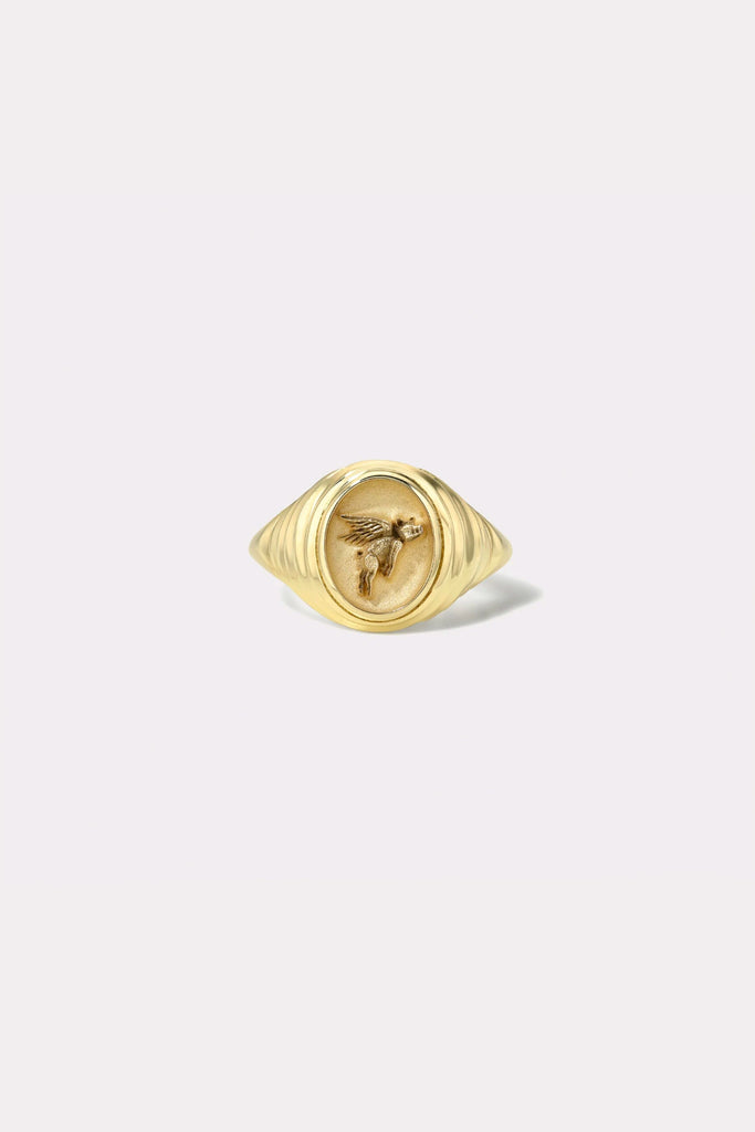 Retrouvai Tiered Fantasy Signet - Flying pig Jewelry Retrouvai 