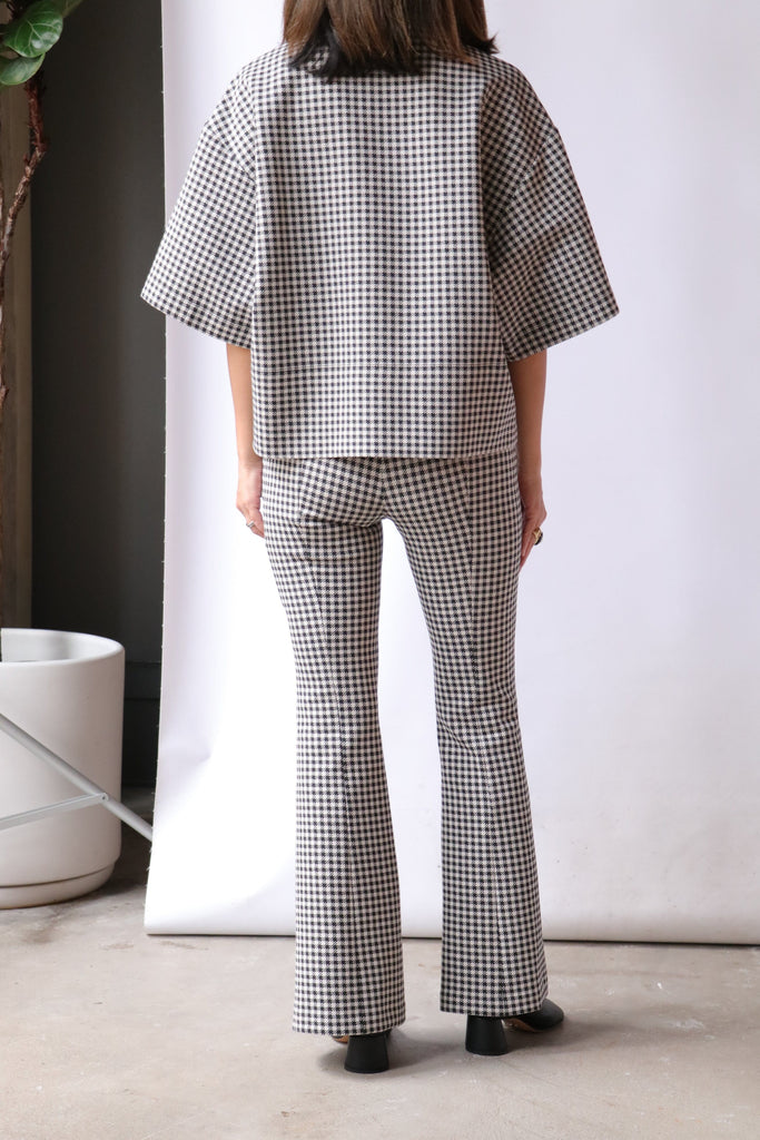Rosetta Getty Cropped Oversized Polo in Gingham tops-blouses Rosetta Getty 