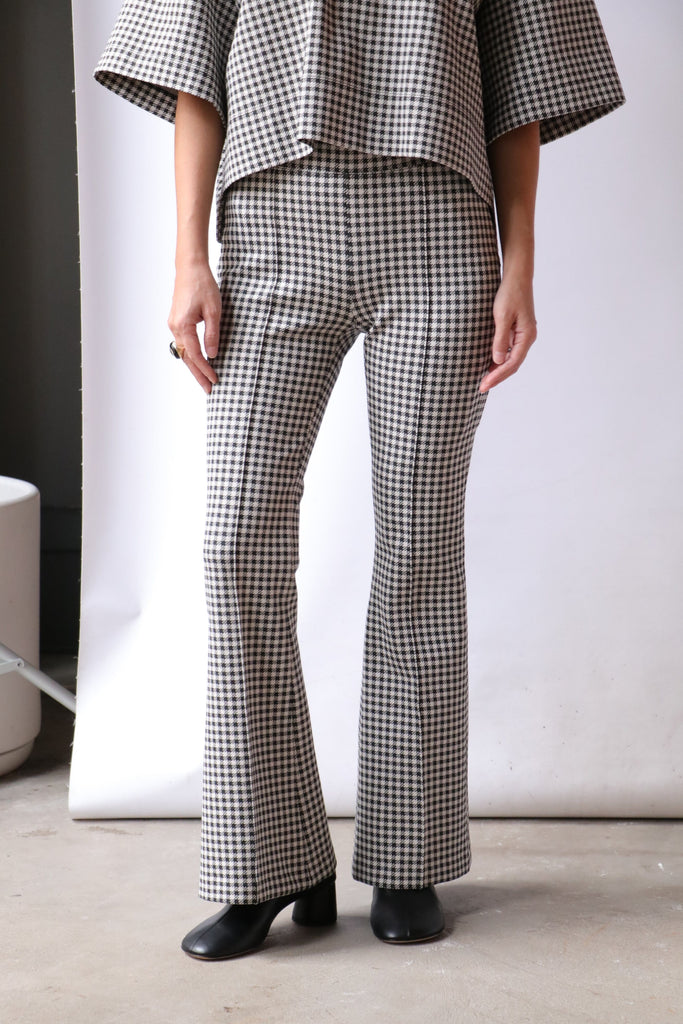 Rosetta Getty Pull-On Cropped Flare in Gingham | WE ARE ICONIC