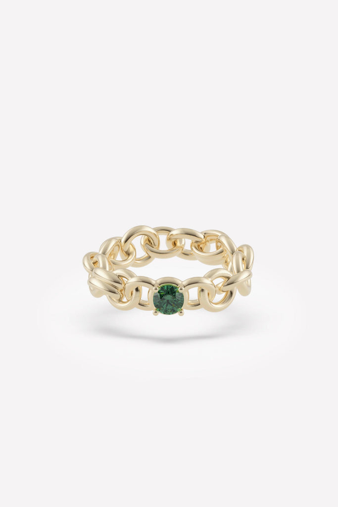 Spinelli Kilcollin Large Fussed Serpens Ring w/ 5mm Emerald Jewelry Spinelli Kilcollin 