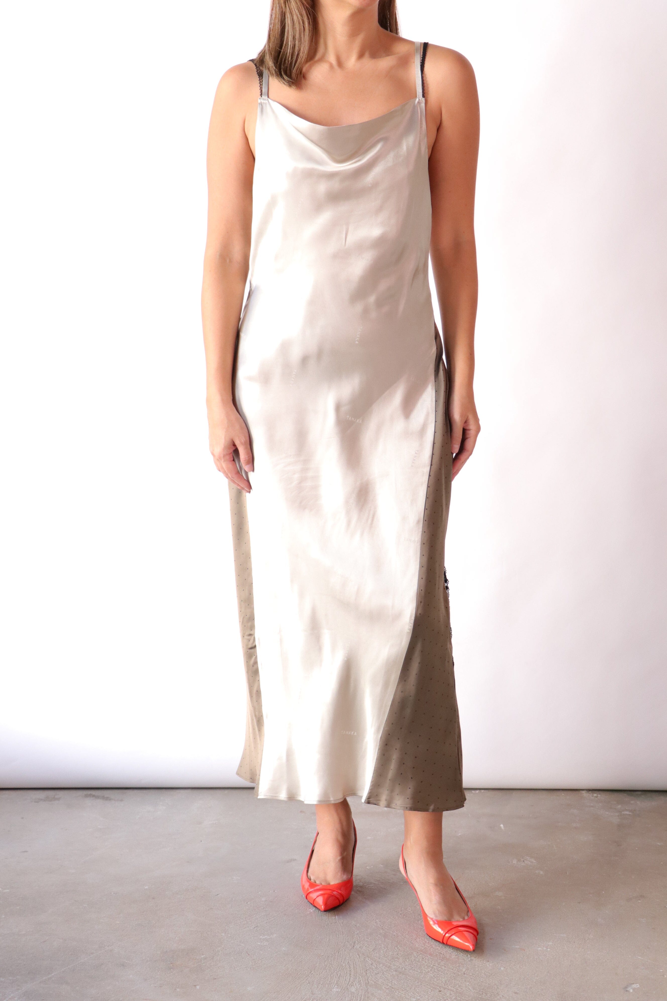 beige cami dress Tie-up Straps Cotton Cami Dress – AROLORA main image 0