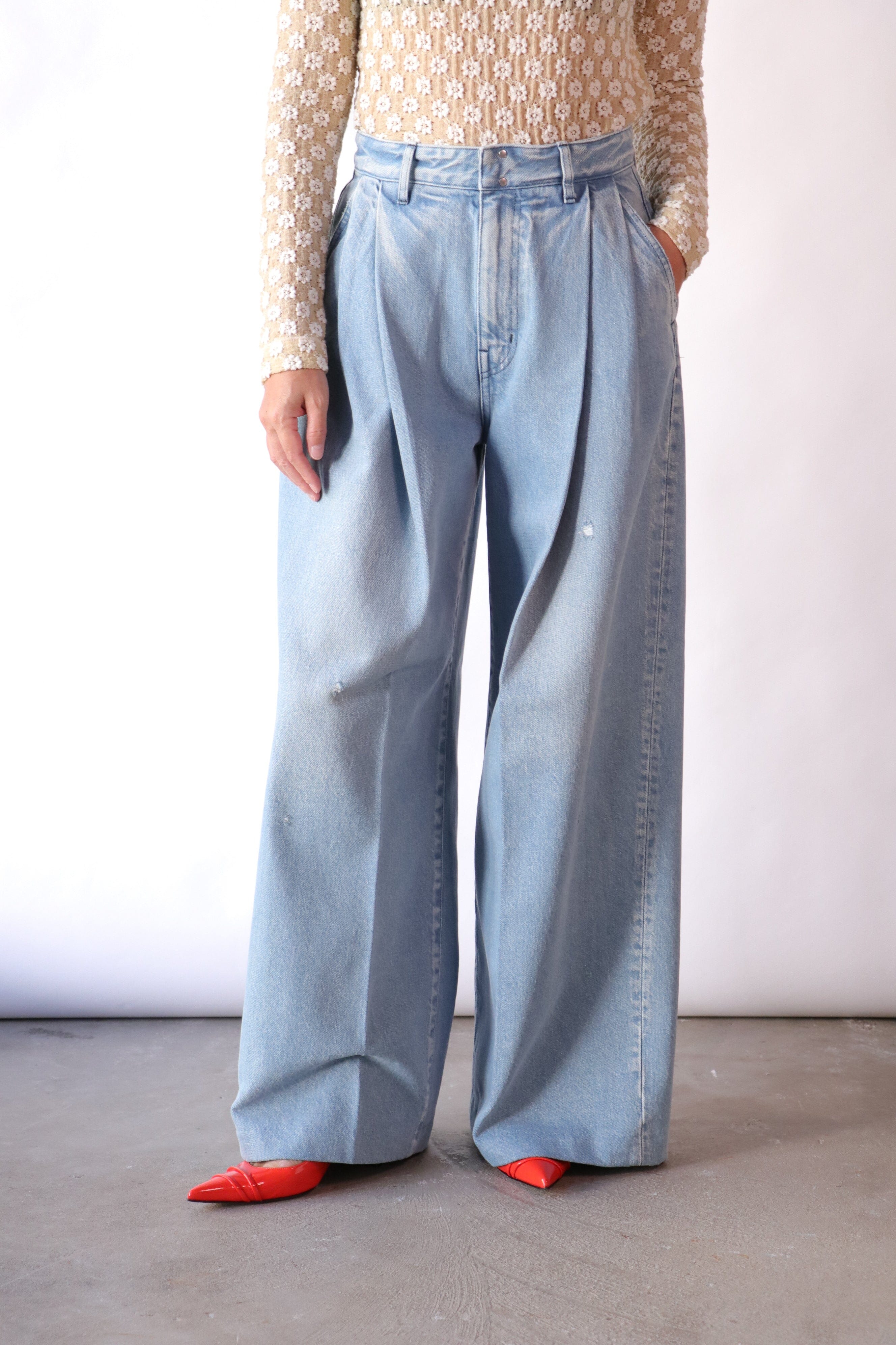 Tanaka Hakama Jean Trousers in Ice Blue | WE ARE ICONIC