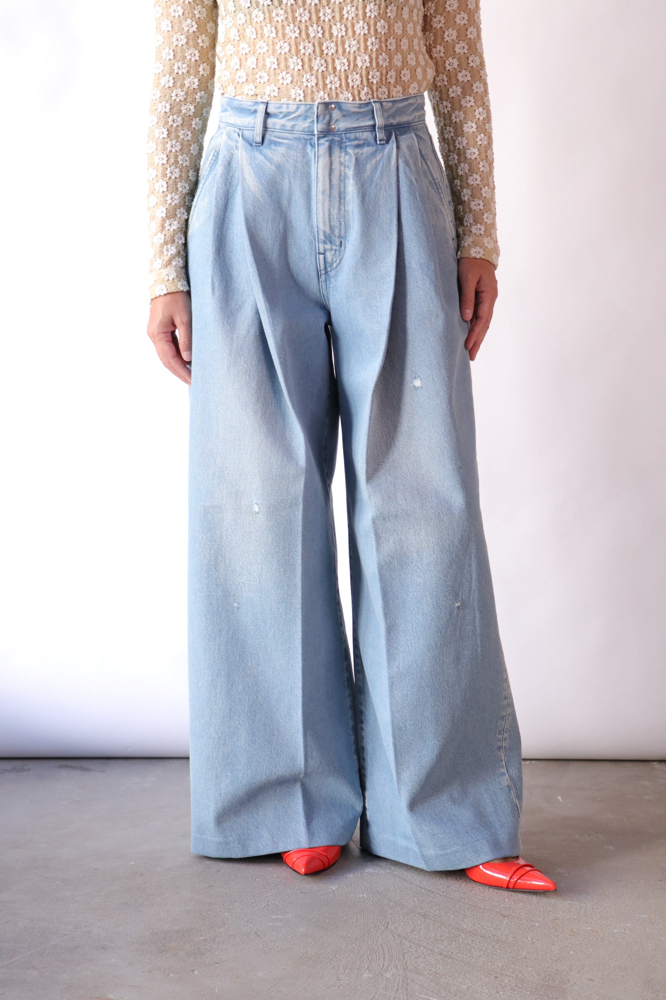 Tanaka Hakama Jean Trousers in Ice Blue | WE ARE ICONIC