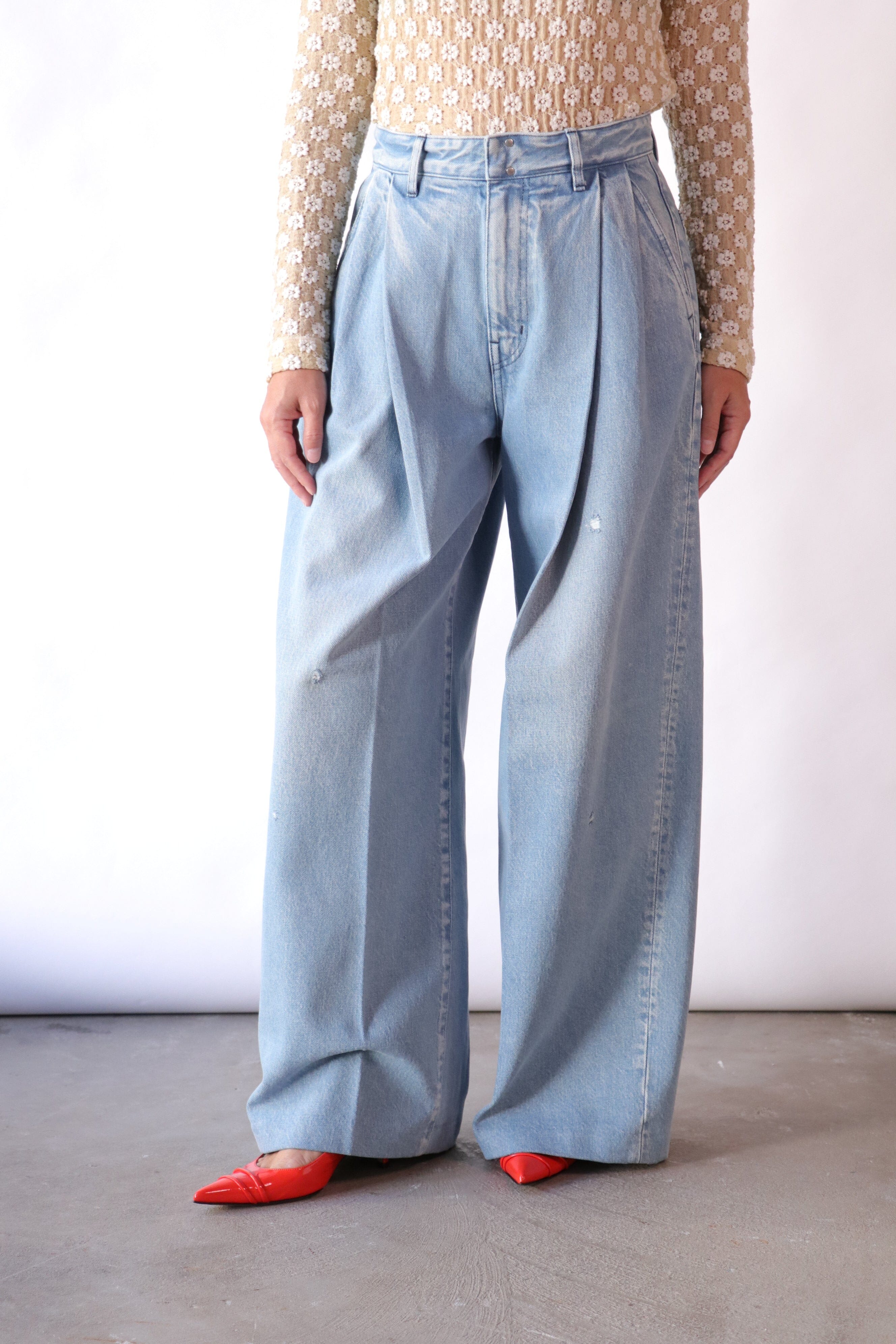 Tanaka Hakama Jean Trousers in Ice Blue | WE ARE ICONIC