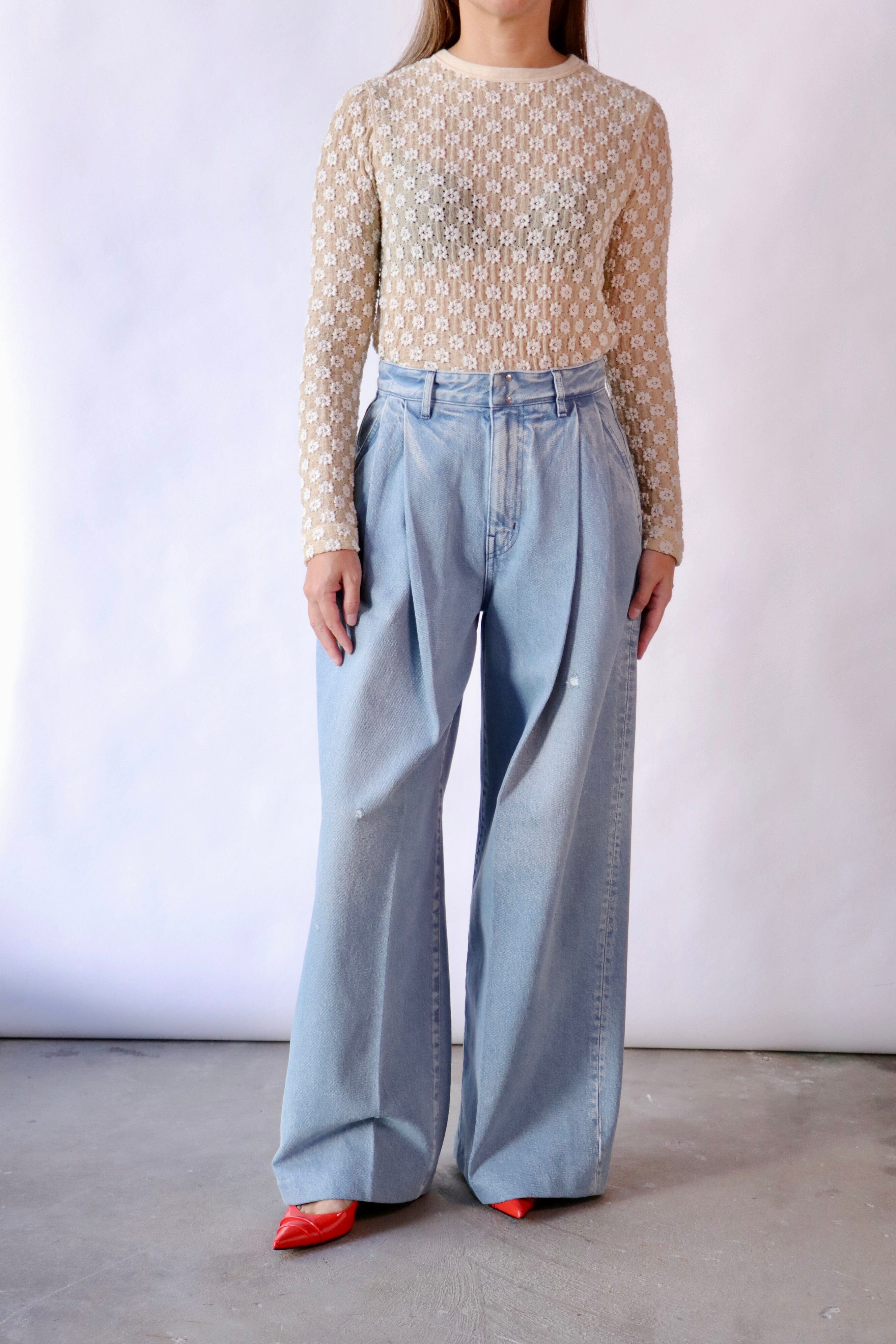 Tanaka Hakama Jean Trousers in Ice Blue | WE ARE ICONIC