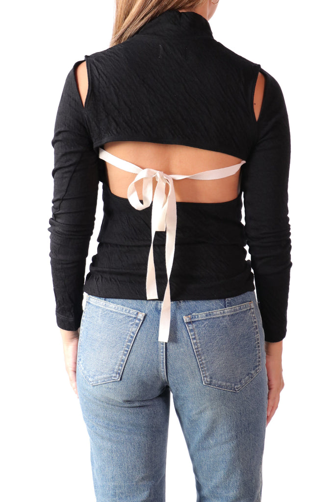 Tanaka High Neck Jersey Top in Black tops-blouses Tanaka 