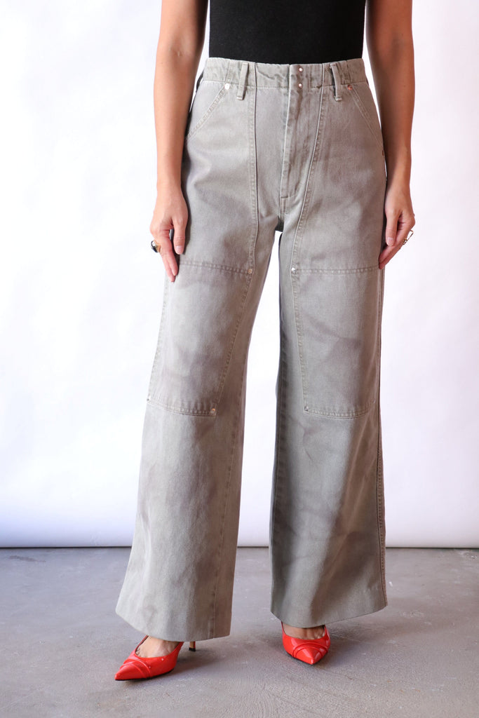 Tanaka Work Jean Trousers in Foggy Green Bottoms Tanaka 