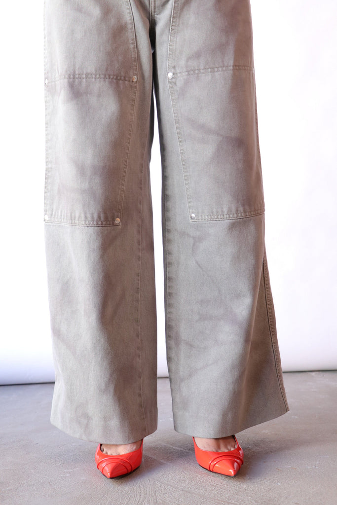 Tanaka Work Jean Trousers in Foggy Green Bottoms Tanaka 