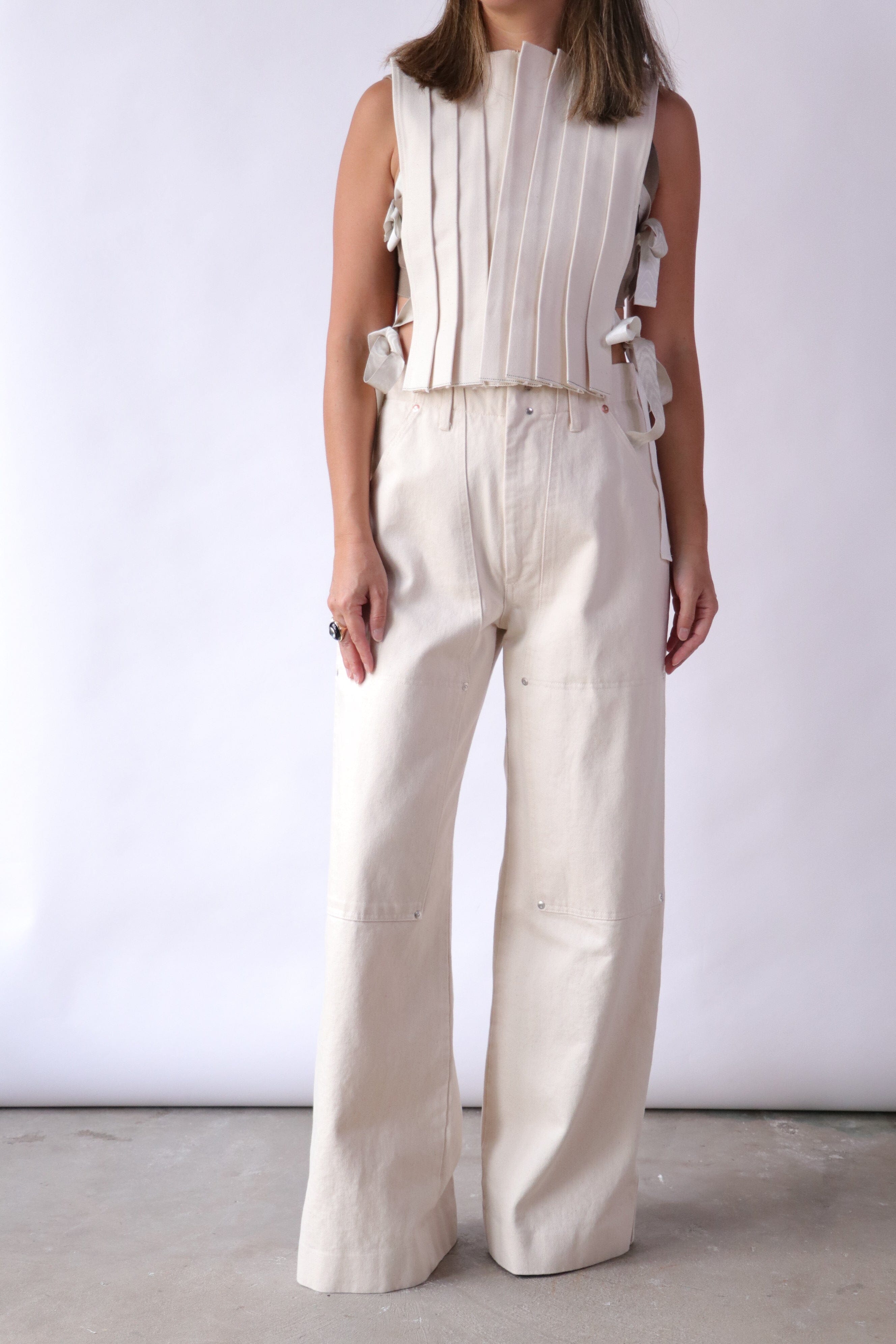パンツ TANAKA The jean trousers (WHITE) Tanaka Work Jean Trousers in White | WE ARE ICONIC