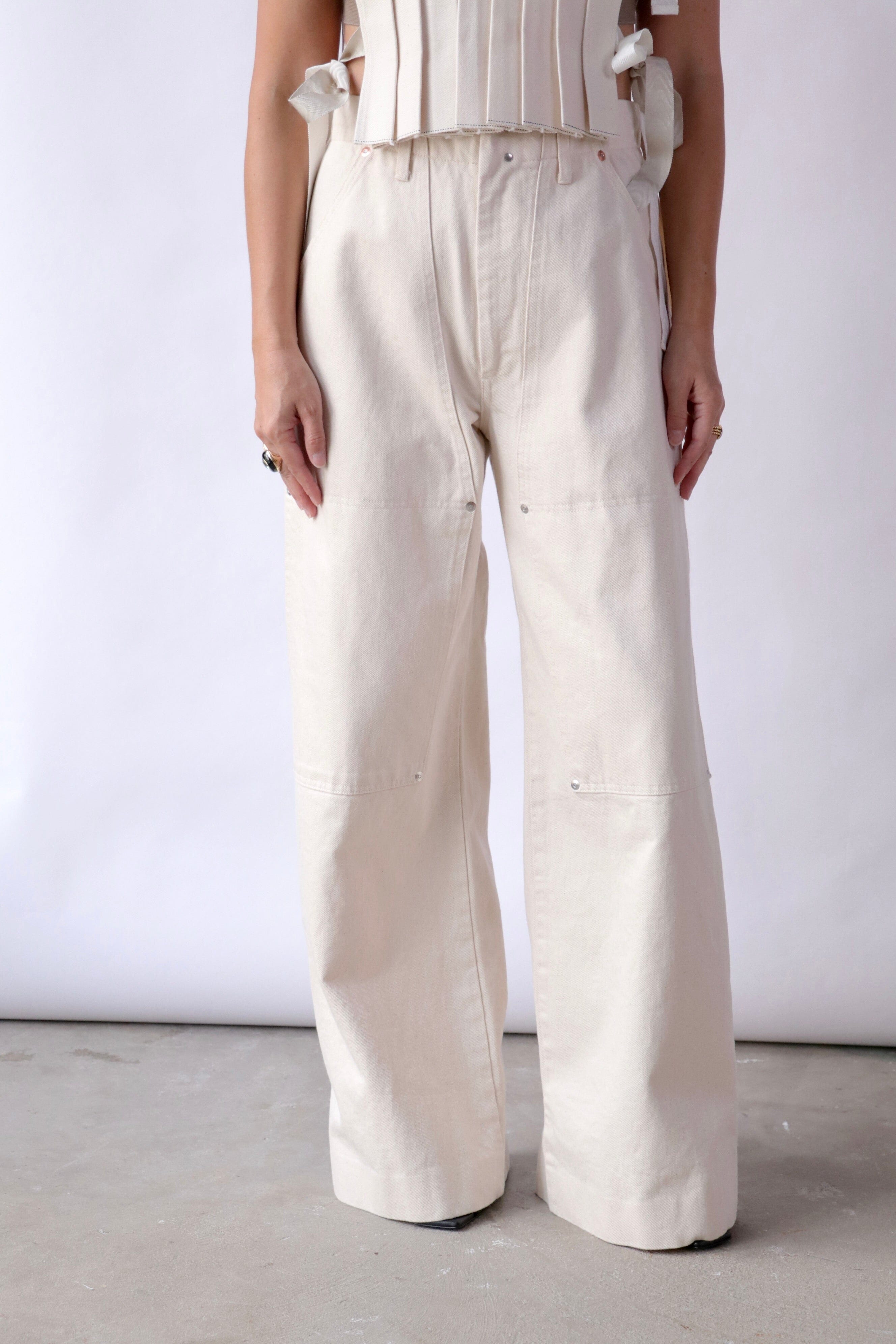 Tanaka Work Jean Trousers in White | WE ARE ICONIC