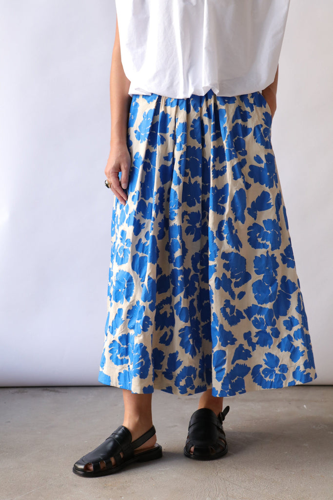 Tela Carol Skirt in Blue Print Bottoms Tela 