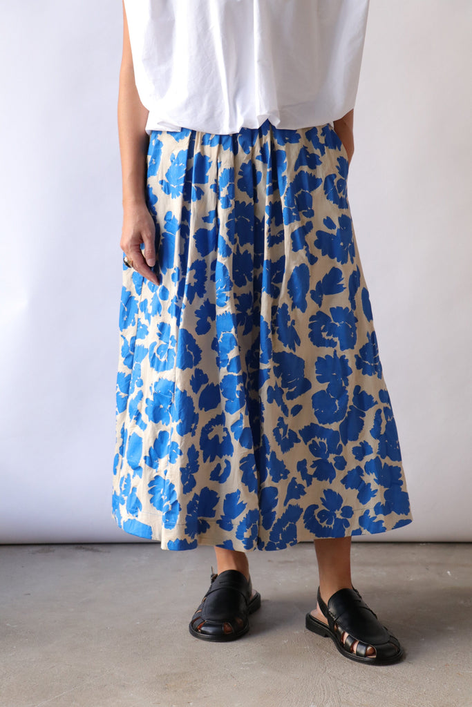 Tela Carol Skirt in Blue Print Bottoms Tela 