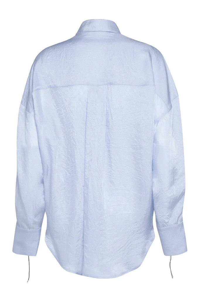 Tela Light Blue Long-Sleeved Fluid Striped Shirt tops-blouses Tela 
