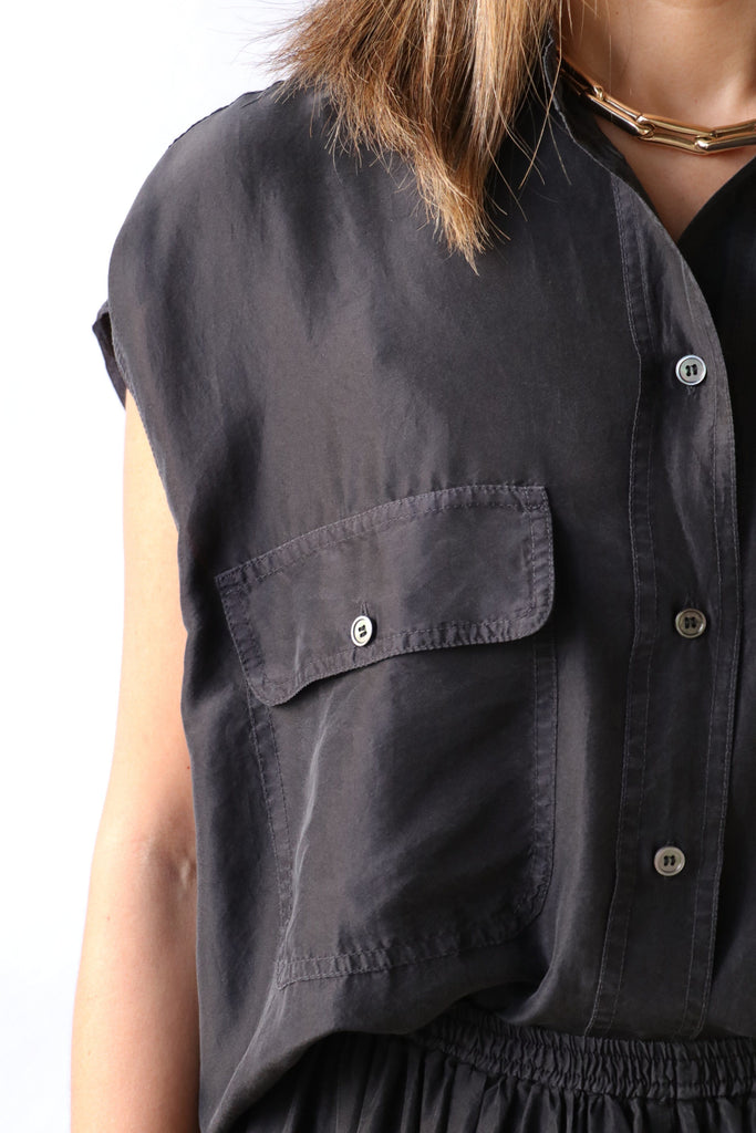 Tela Samba Silk Shirt in Black tops-blouses Tela 