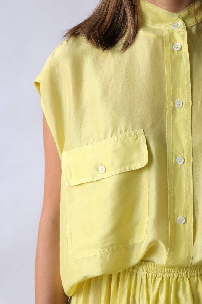 Tela Samba Silk Shirt in Lemon tops-blouses Tela 