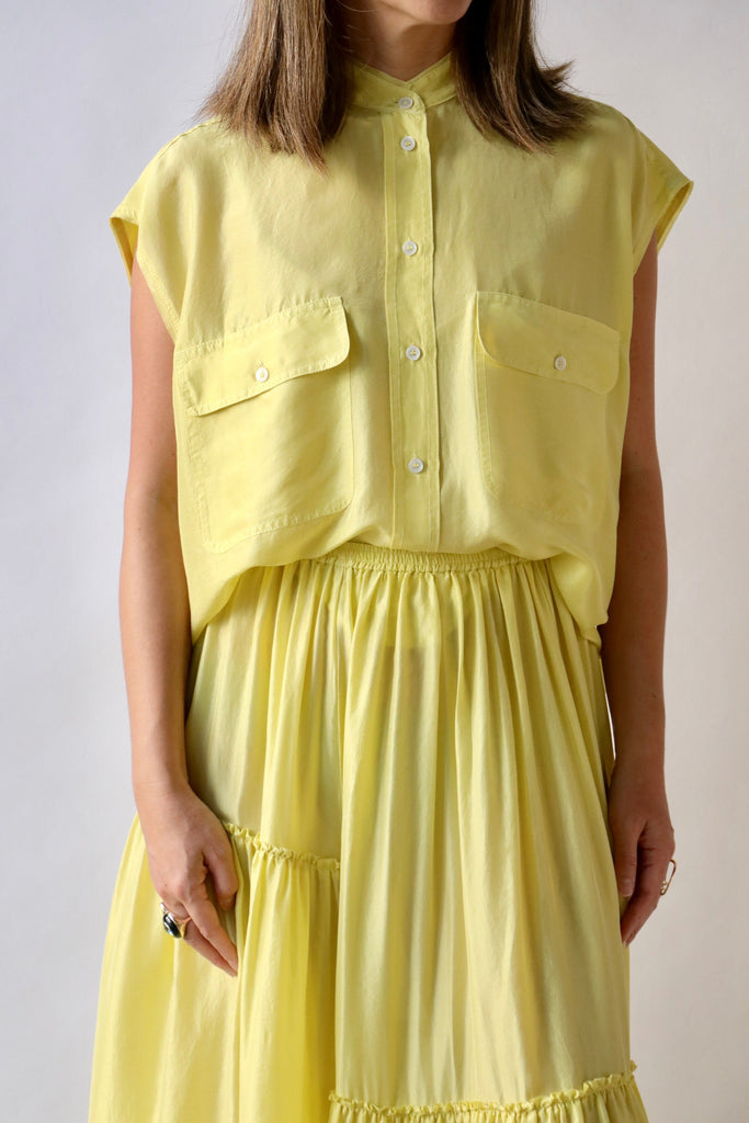 Tela Samba Silk Shirt in Lemon tops-blouses Tela 