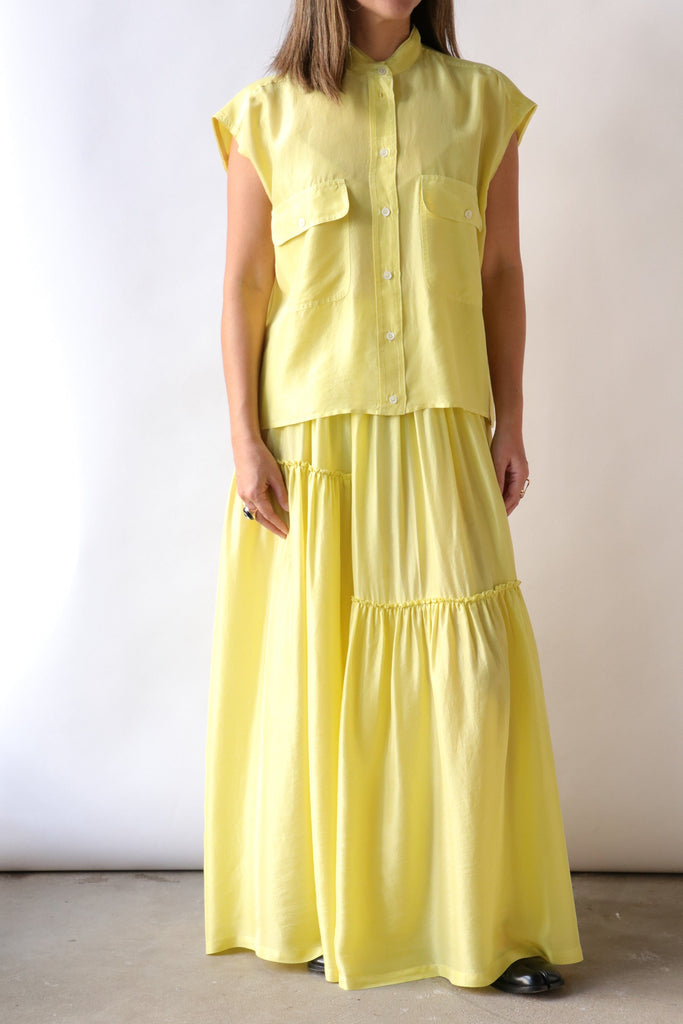 Tela Samba Silk Shirt in Lemon tops-blouses Tela 