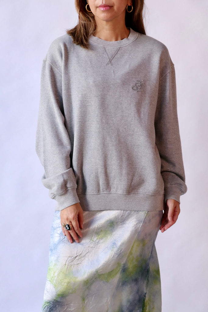 The Elder Statesman Daily Crew in Heather Grey Sweatshirts The Elder Statesman 