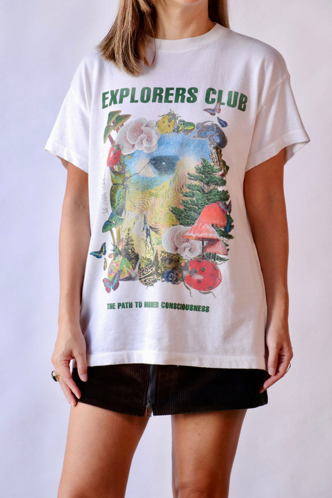 The Elder Statesman Explorers Club Tee in White T-Shirts & Tanks The Elder Statesman 
