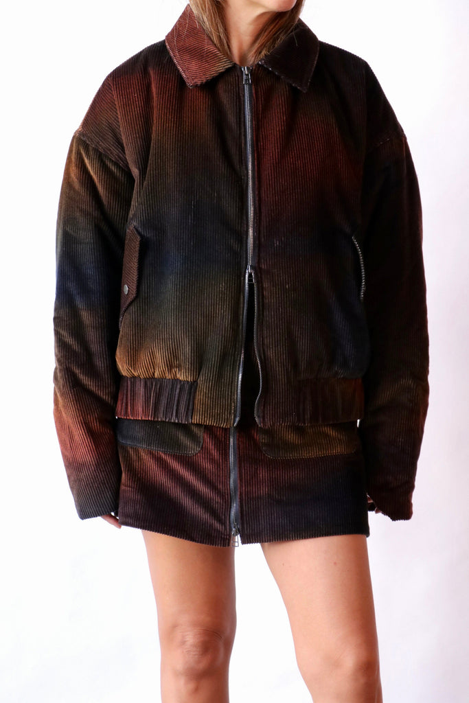 The Elder Statesman Ombre Cord Boxy Jacket in Midnight Outerwear The Elder Statesman 